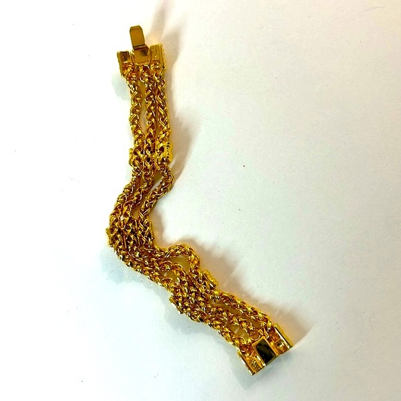 Vintage Nolan Miller Signed Gold Tone Colorful Glass Stones Designer Bracelet - Picture 5 of 8